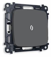 Комплект механизма 1-клавишного проходного выключателя с подсветкой 5600K OMEGA MO902035 Графит мягкое касание QUANT