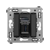 DKC Avanti Черный квадрат Розетка одинарная тип А-А USB 3.0