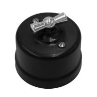 BIRONI Лизетта Пластик Черный Выключатель 1-кл, ручка Серебро