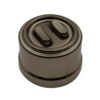 BIRONI Лизетта Пластик Коричневый Выключатель кнопочный проходной 2-кл (клавишный), ручка Бронза