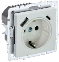 IEK BRITE Роз. с з/к/ш 16А с USB A+C 18Вт РЮш11-1-БрЖ жемч.