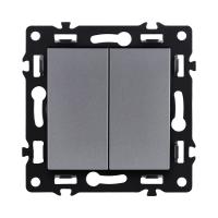 Выключатель кнопочный 2-клавишный 10А/250В, серый Kollinger Asthetik AS-025GY