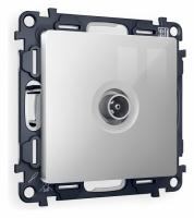 Комплект механизма TV розетки проходной ALFA MA413030 Серебро глянец 5-1000 MHz 4dB QUANT