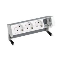 Simon 400 Алюминий Настольный розеточный блок, 3х2P+E, 1 пустой модуль