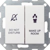 Gira S-55 Бел глянц Выключатель 2-клавишный c индикацией для отелей, в сборе