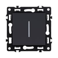 Выключатель кнопочный 1-клавишный 10А/250В с LED подсветкой, черный Kollinger Asthetik AS-012BK