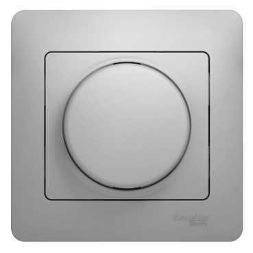 SE Glossa Алюминий Светорегулятор (диммер) поворотный, 300Вт (в сборе с рамкой)