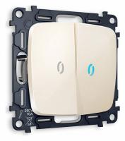 Комплект механизма 2-клавишного выключателя с подсветкой 10000K OMEGA MO304020 Бежевый глянец QUANT