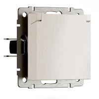 Розетка влагозащ. с зазем. с защит. крышкой и шторками N (перламутровый рифленый) W1171213