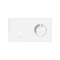 Simon 100 Белый матовый Кит 2 поста, фронт. Накладка на 1 роз.Schuko (лев) + 1 з/у USB C + 1 клав.выкл-ля, белый матовый