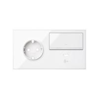 Simon 100 Белый глянец Кит 2 поста, фронт. Накладка на 1 роз.Schuko (прв) + 1 з/у USB C + 1 клав.светорег-ра