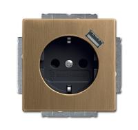 ABB BJE Династия Античная латунь Розетка с/з, зар. USB, 16А, 700 мА, защ. от пер. и КЗ, б.винт