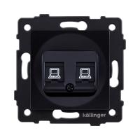 Розетка двойная Ethernet RJ45 Cat.6, черный Kollinger REA-019BK для Aspekt, Eleganz, Reflex