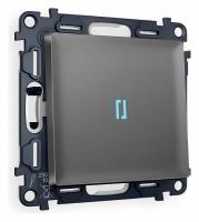 Комплект механизма 1-клавишного проходного выключателя с подсветкой 10000K  ALFA MA652040 Антрацит серый QUANT