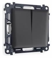 Комплект механизма 2-клавишного выключателя ALFA MA903010 Графит мягкое касание QUANT