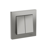 Systeme Electric AtlasDesign Сталь Выключатель 2-клавишный, сх.5, 10АХ, в сборе, быстрозажим. клем.