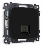 Комплект механизма телефонной розетки OMEGA MO812030 Черный матовый RJ-11(4P4C) с защитной шторкой QUANT