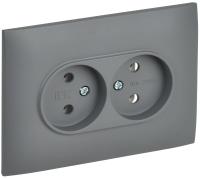 IEK SKANDY Серый Розетка 2-ая б/з 10А в сборе SK-R10Gr