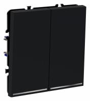 Проходной переключатель встраиваемый VOLTUM S70 двухклавишный с подсветкой 10А, (графит)