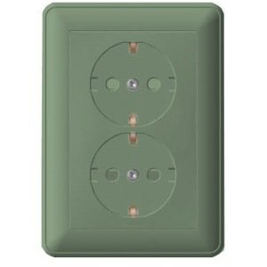 SE Wessen 59 Шампань Розетка 2-ая с/з с защитными шторками (в сборе, с рамкой)