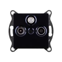 Розетка тройная TV (мама) + TV (папа) + спутниковая SAT, черный Kollinger REA-036BK для Aspekt, Eleganz, Reflex