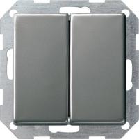 Gira E22 Сталь Переключатель 2-кл самовозвратный 10А, 250V вертикал.