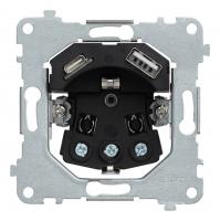 Механизм розетки 2к+з с USB A+C (32137)