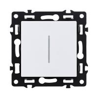 Выключатель кнопочный 1-клавишный 10А/250В с LED подсветкой, белый Kollinger Asthetik AS-012WH