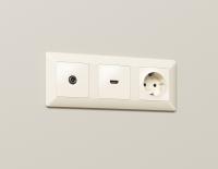 Комплект механизма TV розетки проходной ALFA MA333030 Бежевый матовый 5-1000 MHz 4dB QUANT