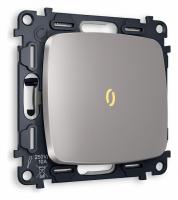 Комплект механизма 1-клавишного проходного выключателя с подсветкой 3200K OMEGA MO502030 Сталь матовый QUANT