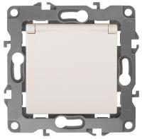 ЭРА 12-2003-02 Розетка 2P+E Schuko со шторками с крышкой, 16А-250В, б.л., 12, Слоновая кость