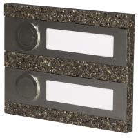 Zamel Кнопка звонка интерьерная, сдвоенная прямоугольная, нерж. сталь/коричневый искусств. камень, 50 В