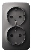 Jasmart FS Антрацит Розетка 2-ая со шт, накладного монтажа, 16AX 250V~