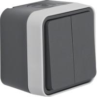 Berker W.1 Серый Выключатель 2-кл, открытый монтаж, IP55