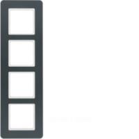 Berker Q.7 Антрацит с эффектом бархата Рамка 4-местная