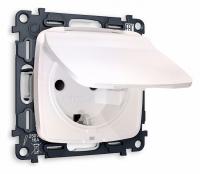 Комплект механизма электрической розетки OMEGA MO208010 Жемчуг с заземлением с шторками и защитной крышкой 2P+E 16A-250V IP44 QUANT