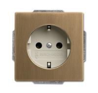 ABB BJE Династия Античная латунь/Белая роспись Розетка 16А 250В с/з, винтовые клеммы