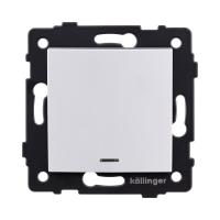 Выключатель 1-клавишный перекрестный 10А/250В с LED подсветкой, изогнутый, белый Kollinger REA-R-015WH для Aspekt, Eleganz, Reflex