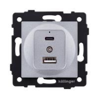 Розетка USB A+C 20W, серый Kollinger REA-037GY для Aspekt, Eleganz, Reflex