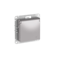 Systeme Electric AtlasDesign Алюминий Розетка с заземл. со шторк. с крышкой, 16А,IP20, мех., быстрозажим. клем.
