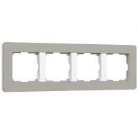 Рамка из поликарбоната на 4 поста Split дымчатый/белый, soft-touch W0043067