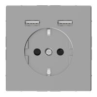 SE Merten D-Life Нержавеющая Сталь Розетка Schuko с 2 USB c зарядным устройством 2,4 A