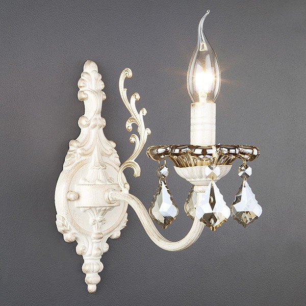 Бра с хрусталем 3281/1 белый с золотом Eurosvet Elisha