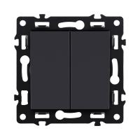 Выключатель кнопочный 2-клавишный 10А/250В, черный Kollinger Asthetik AS-025BK