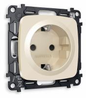 Комплект механизма электрической розетки OMEGA MO307010 Бежевый глянец с заземлением и шторками 2P+E 16A-250V QUANT