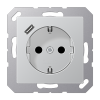 JUNG Розетка SCHUKO® с USB-зарядным устройством, тип С термопласт алюминий