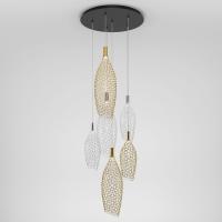 Подвесной светодиодный светильник с металлическими плафонами 90352/6 золото/хром Eurosvet Ruche