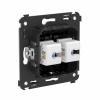 DKC Avanti Компьютерная розетка RJ-45 без шторки в стену, кат.6 двойная, Черный квадрат