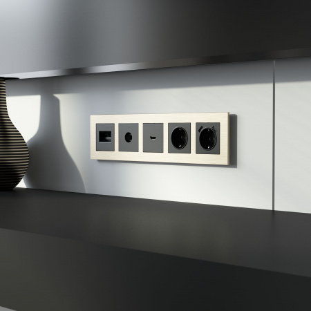 Рамка из металла на 5 постов AluMax шампань алюминий W0053511