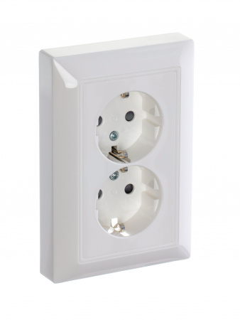 ABB BJB Basic 55 Бел Розетка 2-ая с/з моноблок, с защитными шторками